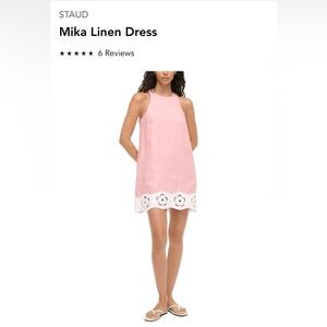 STAUD Mika Linen Dress, Faded Blush